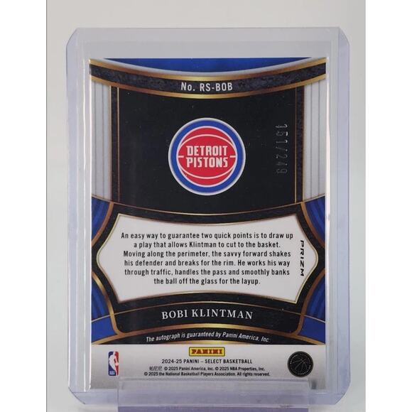 BOBI KLINTMAN 2024-25 SELECT ROOKIE SIGNATURES SILVER PRIZM RC AUTO /249 Q0829 - Picture 2 of 2